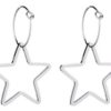 Oorring staal zilverkleuring ster - 2.5 cm